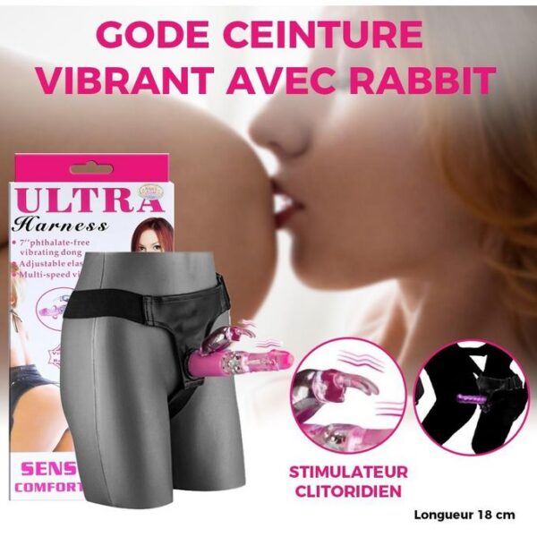 158 gode ceinture vibrant rabbit rotative stimulation