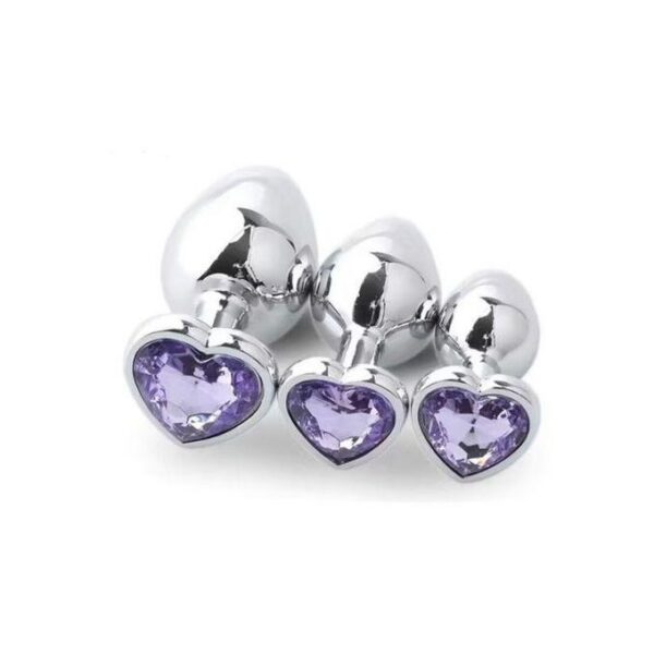 Plug Anal Coeur 3 Tailles En Acier Inoxydable Cristal