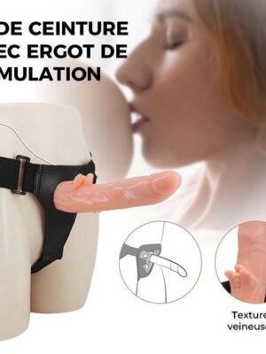 Gode Ceinture Creux Vibrant Avec Ergot De Stimulation