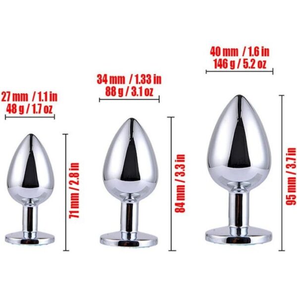 Lot de 3 Plug anal metal  Taille ( L M S )