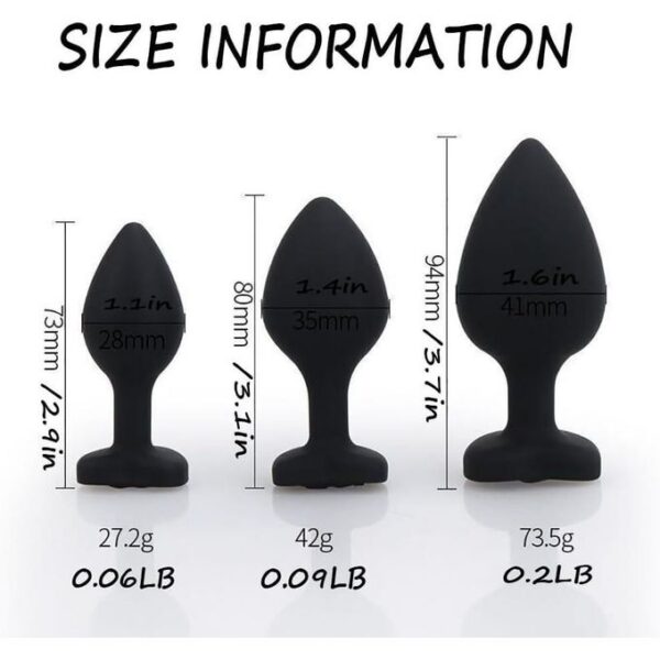 Plug stimulation anal Silicone avec Pierre Precieuse taille (L M S)