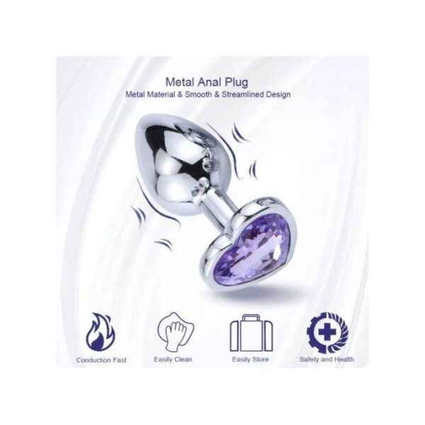 Plug Anal Coeur 3 Tailles En Acier Inoxydable Cristal