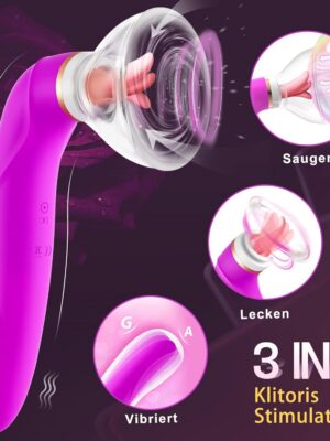 Vibromasseur 3 en 1 Vibrant Léchant Aspirant Succion