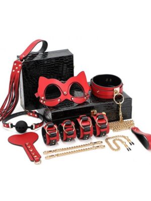 Coffret-BDSM-Luxury-Noir-Rouge-8-Pieces Coffret BDSM Luxury Rouge Noir 8 pièces