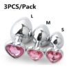 Plug Anal Coeur 3 Tailles En Acier Inoxydable Cristal