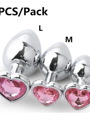 Plug Anal Coeur 3 Tailles En Acier Inoxydable Cristal