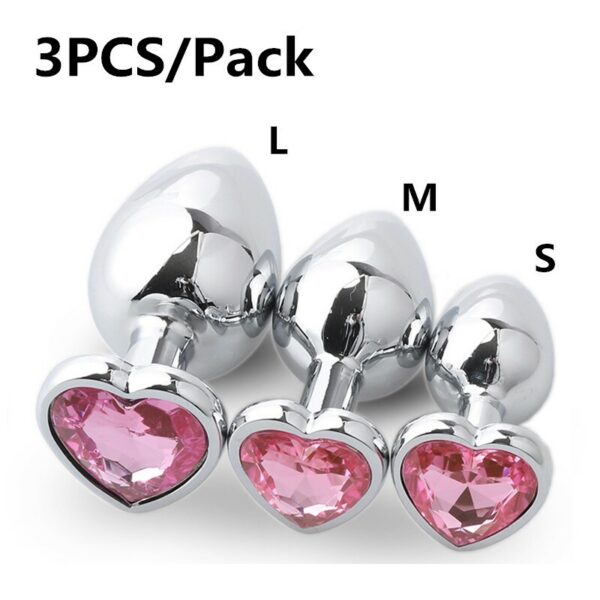 Plug Anal Coeur 3 Tailles En Acier Inoxydable Cristal
