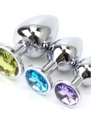 Lot de 3 plug anal en metal bijou Taille S+M+L